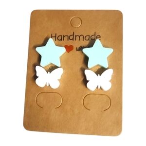 Blue Starflutter Acrylic Stud Earrings – 2 Pair